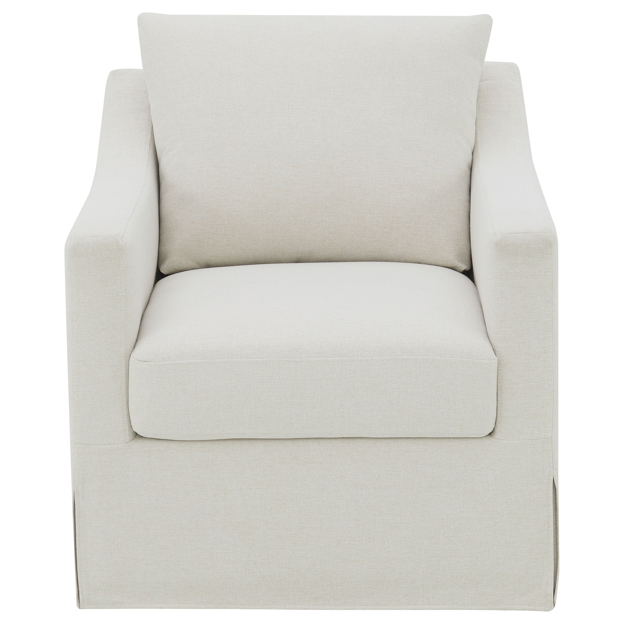 Winter Upholstered Sloped Arm Accent Swivel Chair Beige — view 3