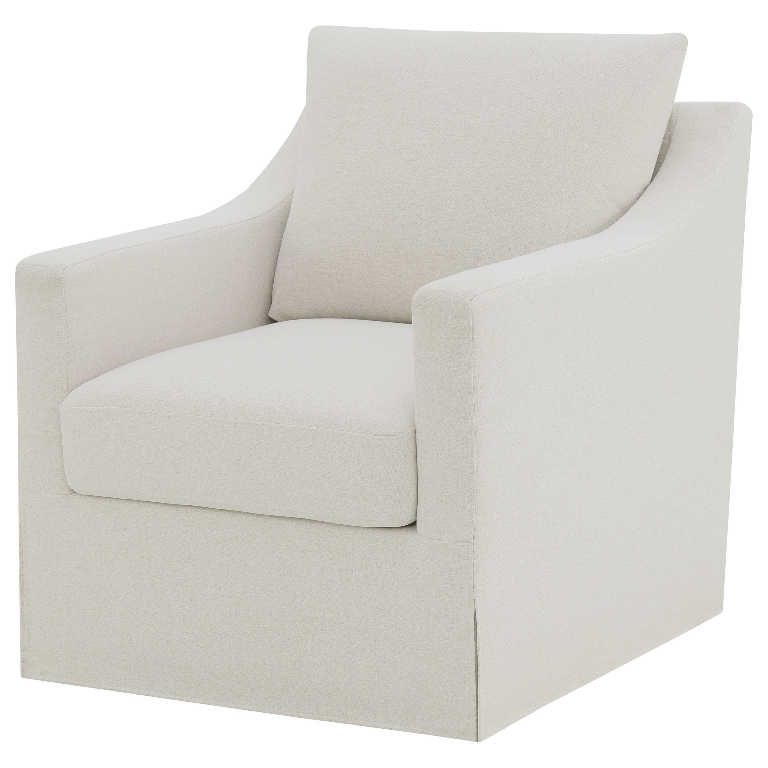 Winter Upholstered Sloped Arm Accent Swivel Chair Beige — view 4