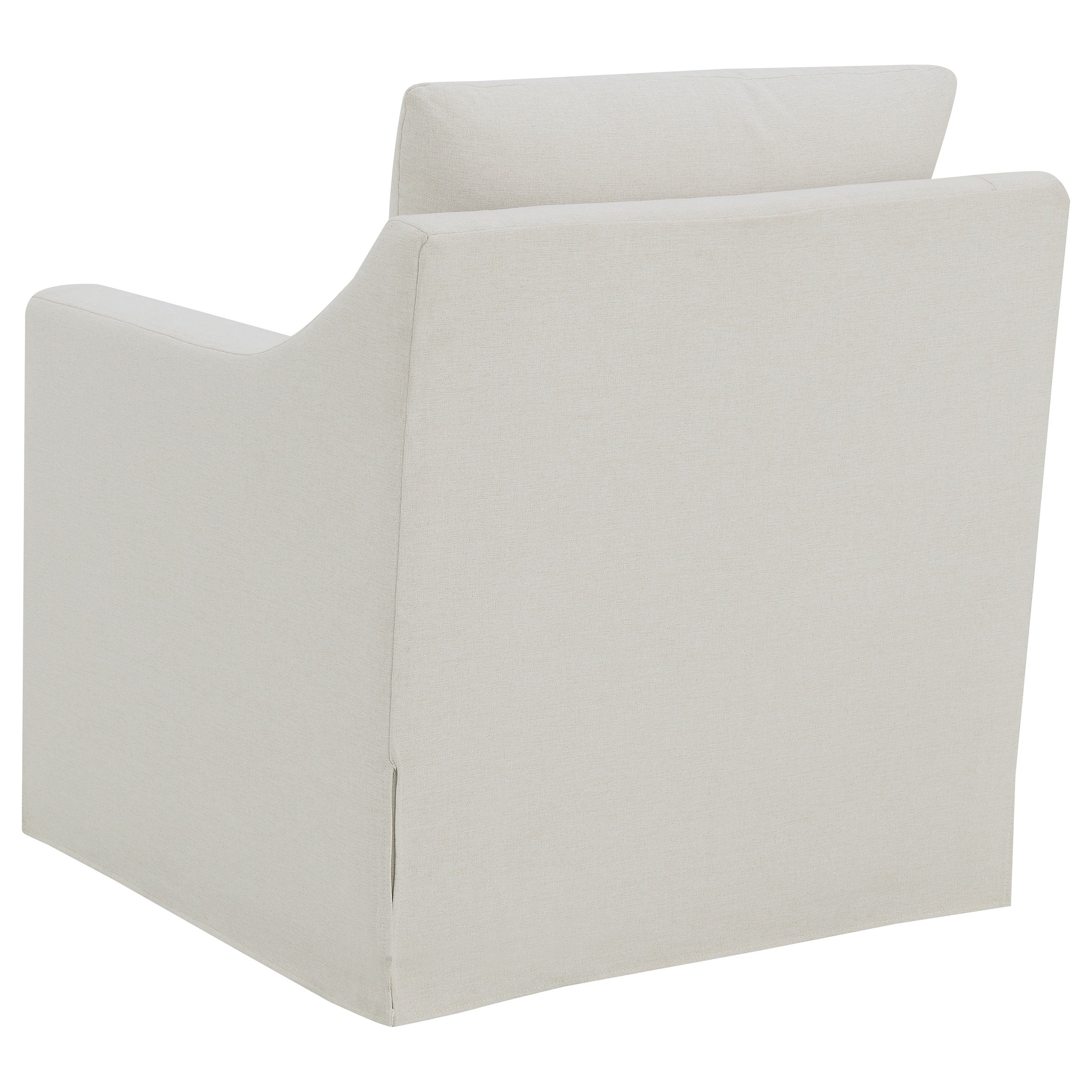 Winter Upholstered Sloped Arm Accent Swivel Chair Beige — view 6