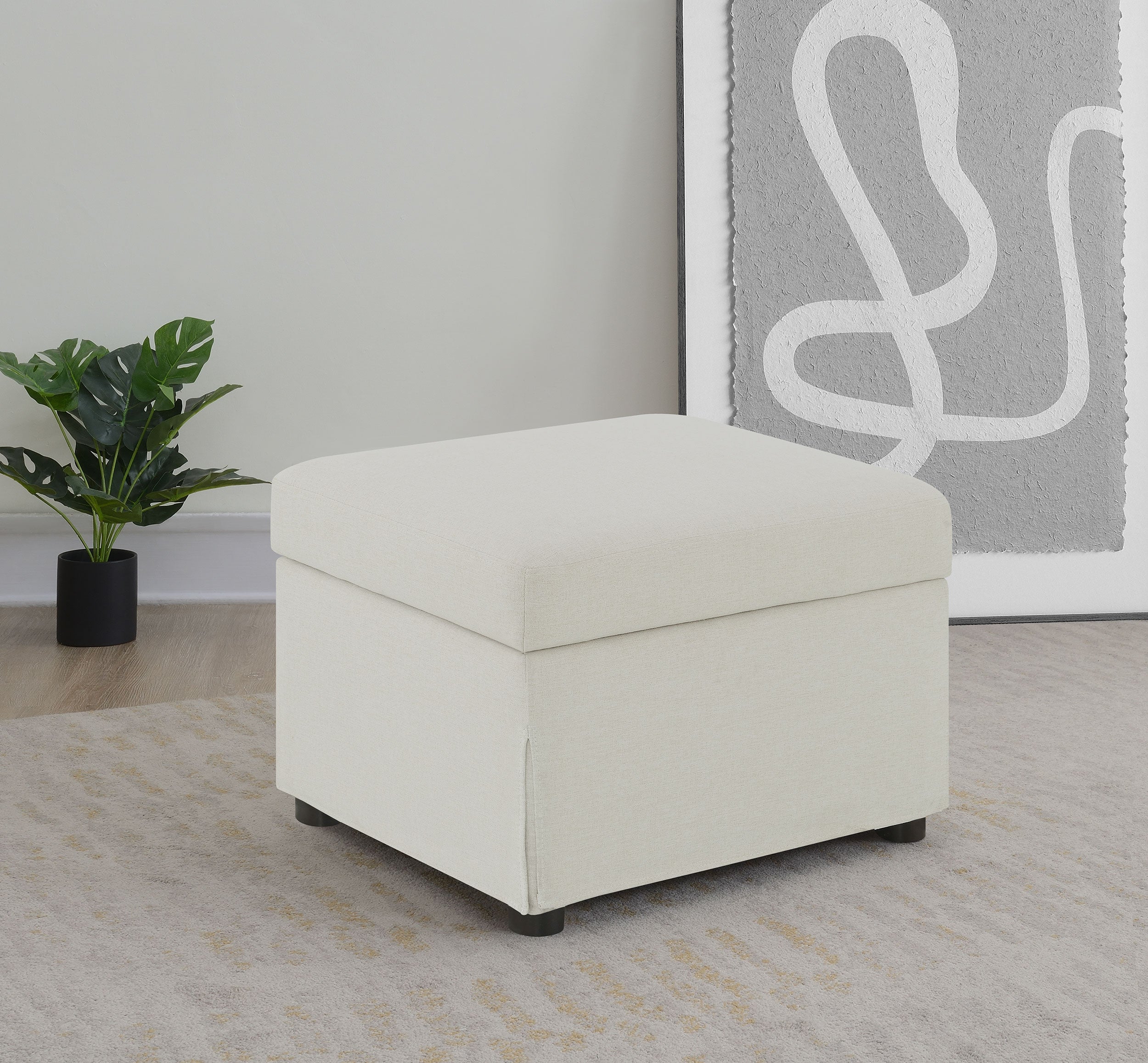Winter Upholstered Hydraulic Lift Top Storage Ottoman Beige — view 2