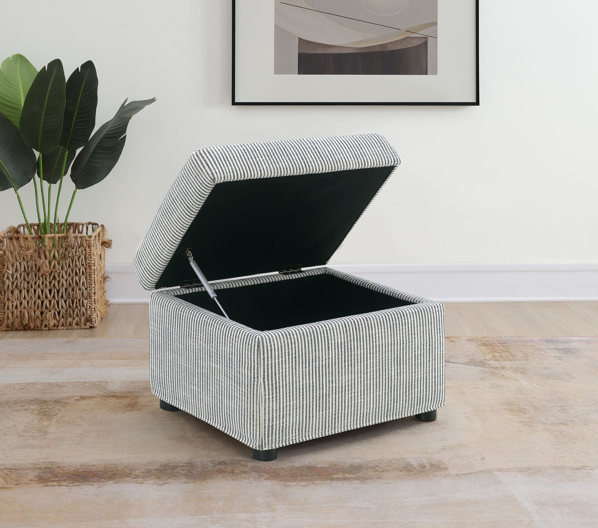 Winter Upholstered Hydraulic Lift Top Storage Ottoman Grey — view 3
