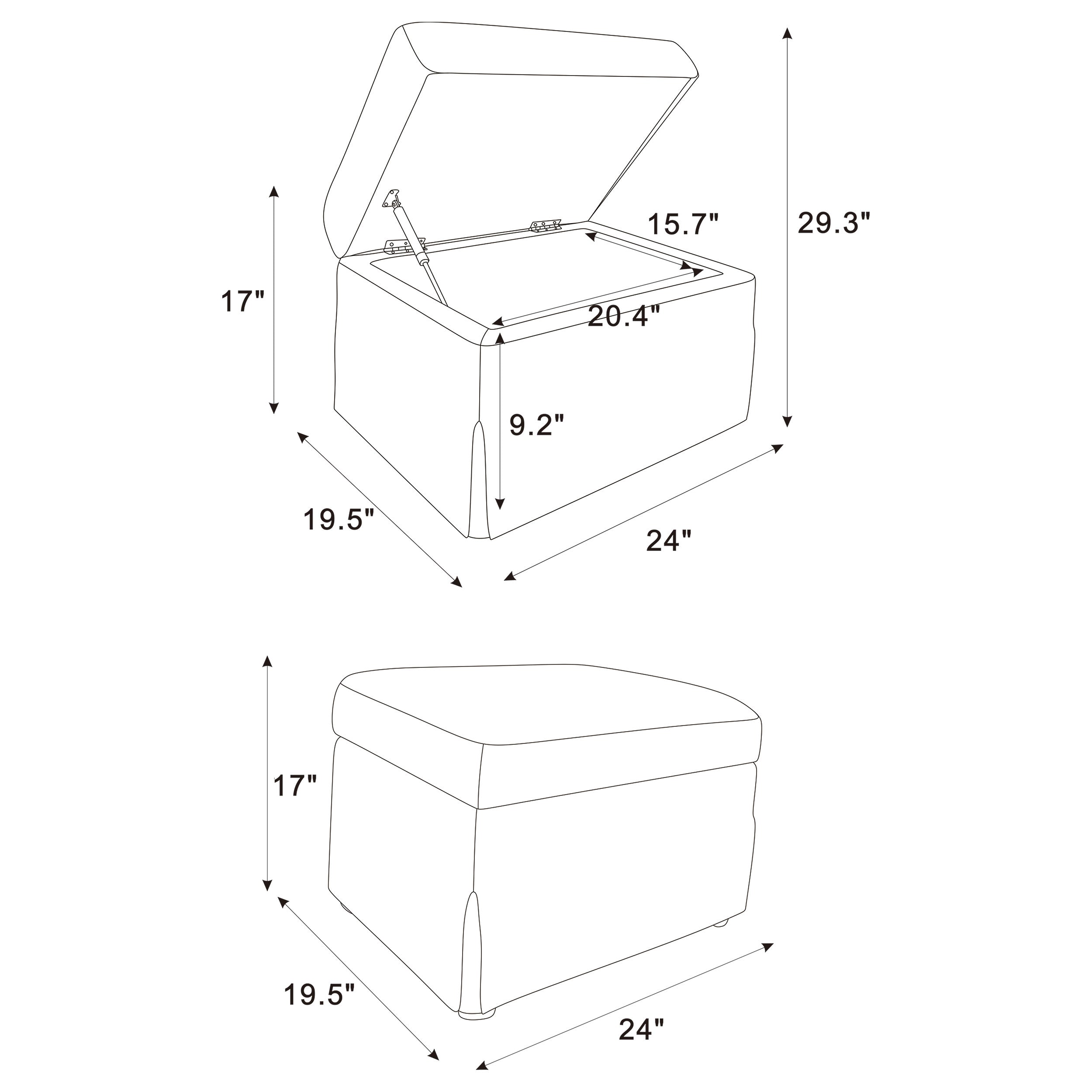 Winter Upholstered Hydraulic Lift Top Storage Ottoman Grey — view 11