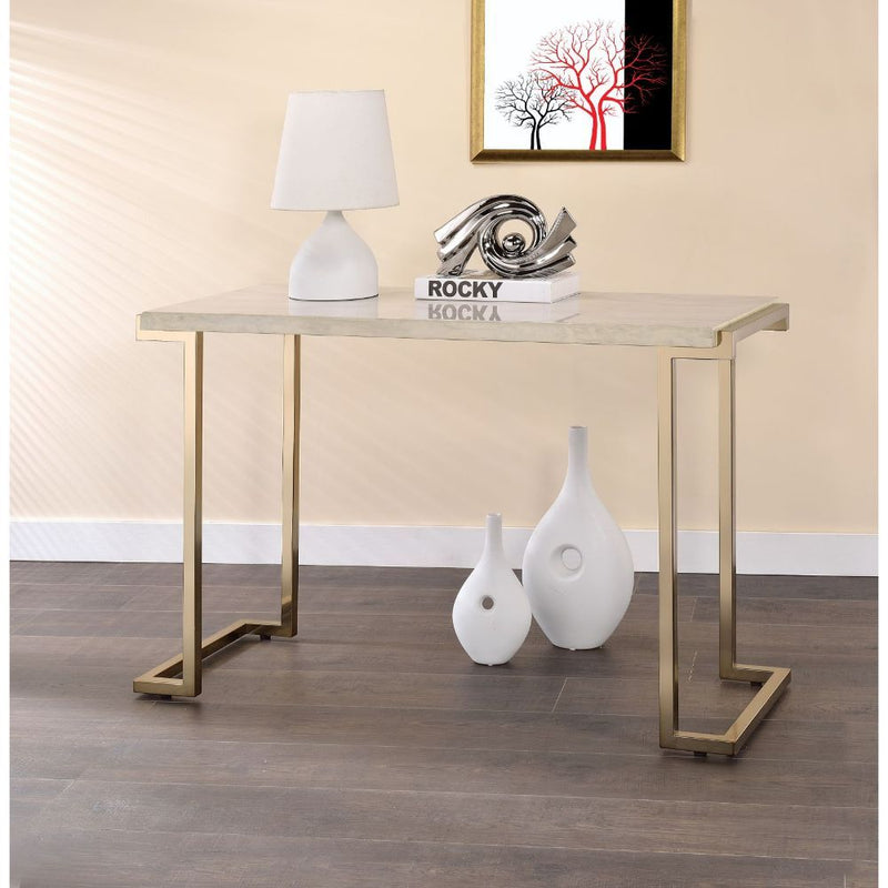 Boice II - Accent Table - Faux Marble & Champagne - Atlantic Fine Furniture Inc