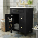 Elegant Bathroom Vanity With Ceramic Sink, Soft Close Doors And Drawers, Double Storage Racks