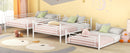 Full-Full-Full Metal  Triple Bed  with Built-in Ladder, Divided into Three Separate Beds,White(OLD SKU:LP000297AAK)