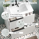 Fluted Bathroom Vanity With Ceramic Sink, Soft Close Slides