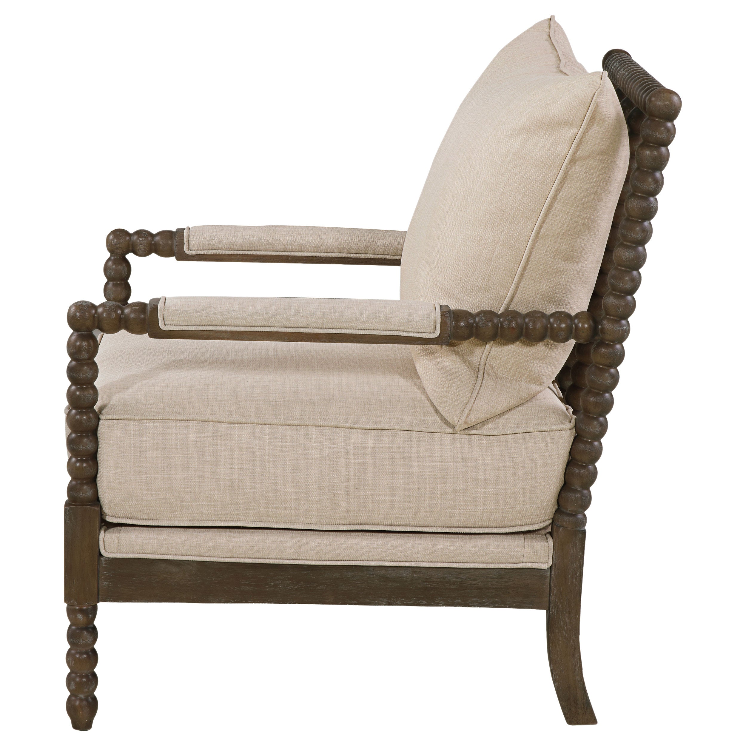 Blanchett Upholstered Bobbin Accent Chair Beige and Distressed Brown — view 5