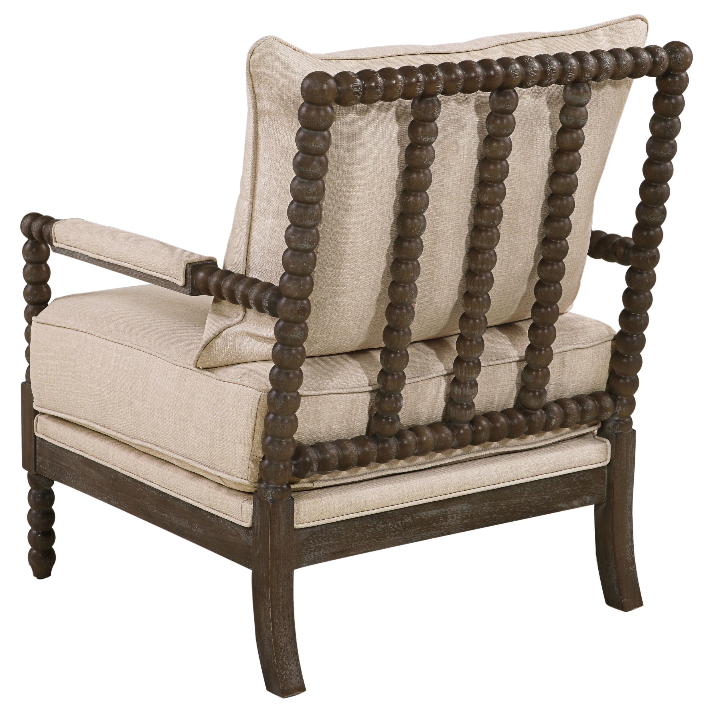 Blanchett Upholstered Bobbin Accent Chair Beige and Distressed Brown — view 6