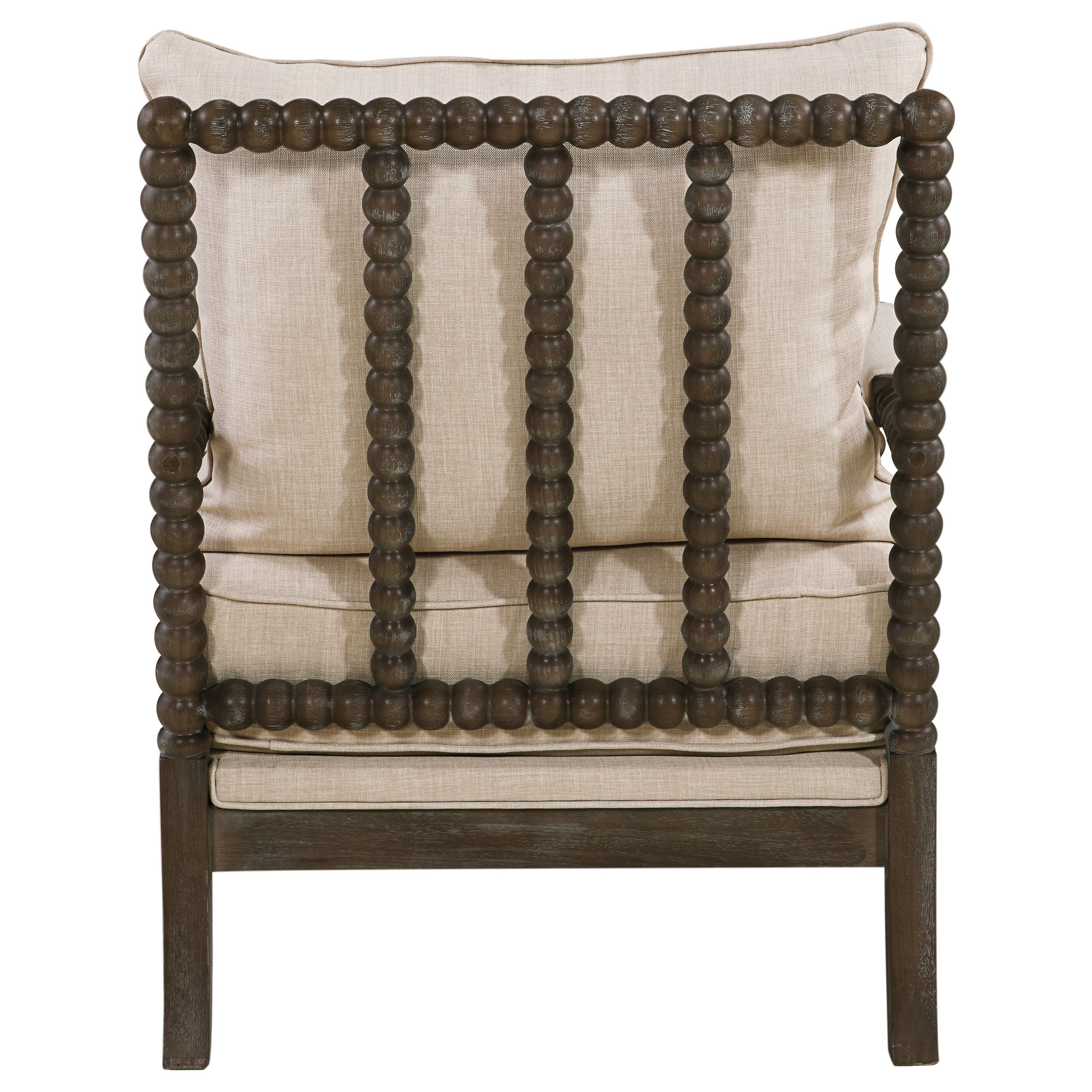 Blanchett Upholstered Bobbin Accent Chair Beige and Distressed Brown — view 7