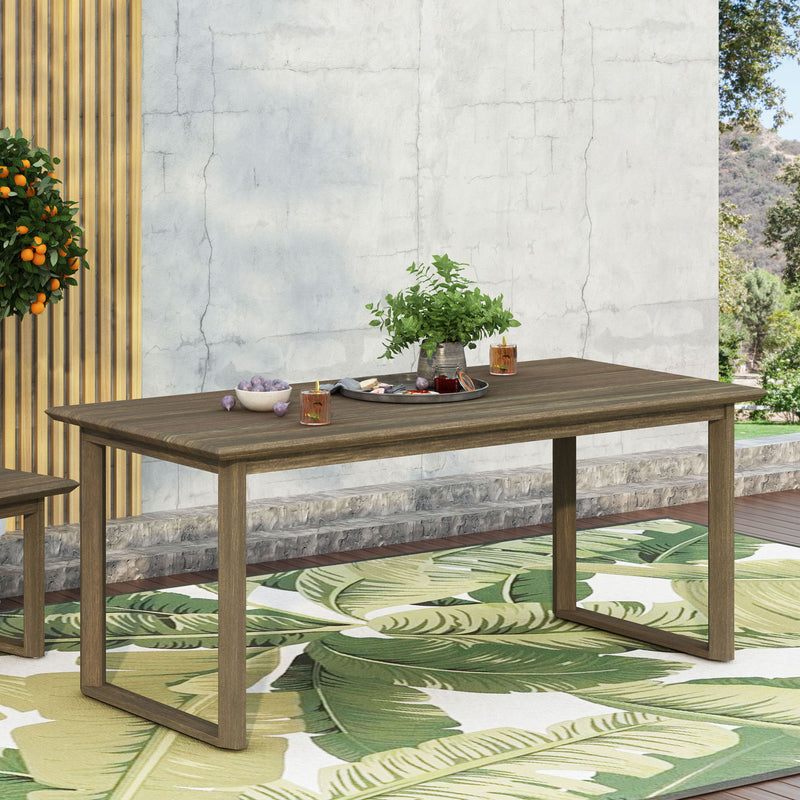 Rustic Nash Dining Table With Slat Design - Gray