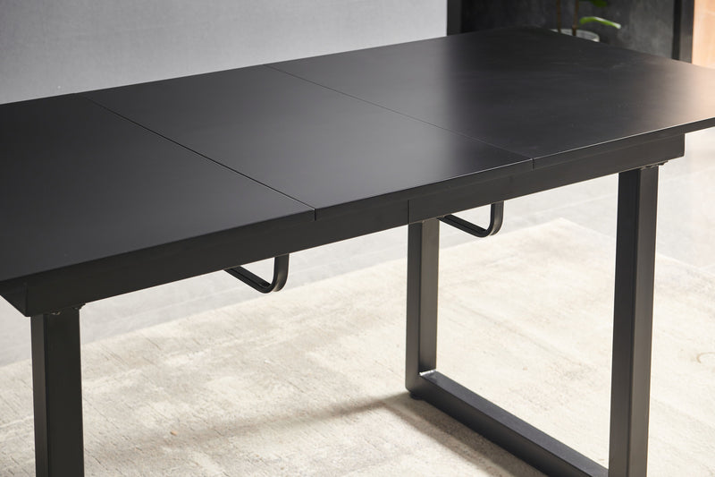 Square Extendable Dining Table With Metal Leg, Modern Space Saving Kitchen Table For Living Room