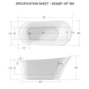 Freestanding Bathtub Modern Stand Alone Soaking Bathtub - Brushed Nickel Drain And Minimalist Linear Design Overflow Included, Cupc Certified - White