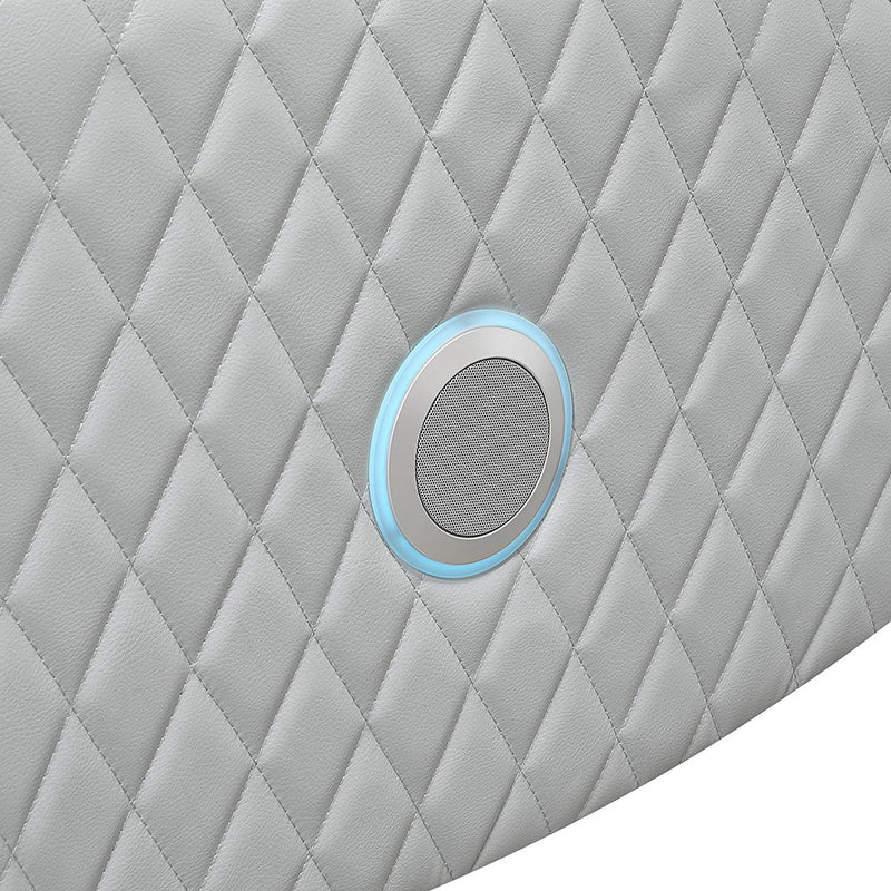 Elonzo - Power Motion Recliner With LED, Power Headrest & Speaker - Light Gray