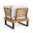 Sebastian - Hand Crafted 4 Piece Sofa Set With Water Resistant Cushions - Beige / Teak