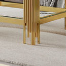 Top And Bottom Double Layer Tempered Glass Table And Mirror Finished Stainless Steel Frame