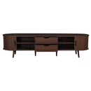 TV Stand For 70" TV, Console With Tambour Doors, Drawers And Built In Power Outlet - Dark Brown