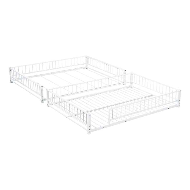 Bunk Bed Frame With Ladder And Safety Guardrails