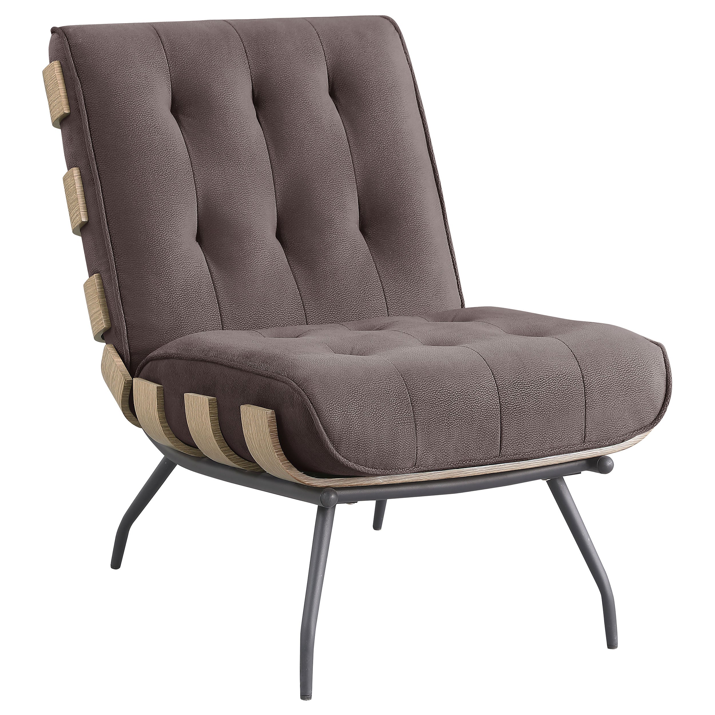 Aloma Upholstered Tufted Armless Accent Chair Brown — view 1