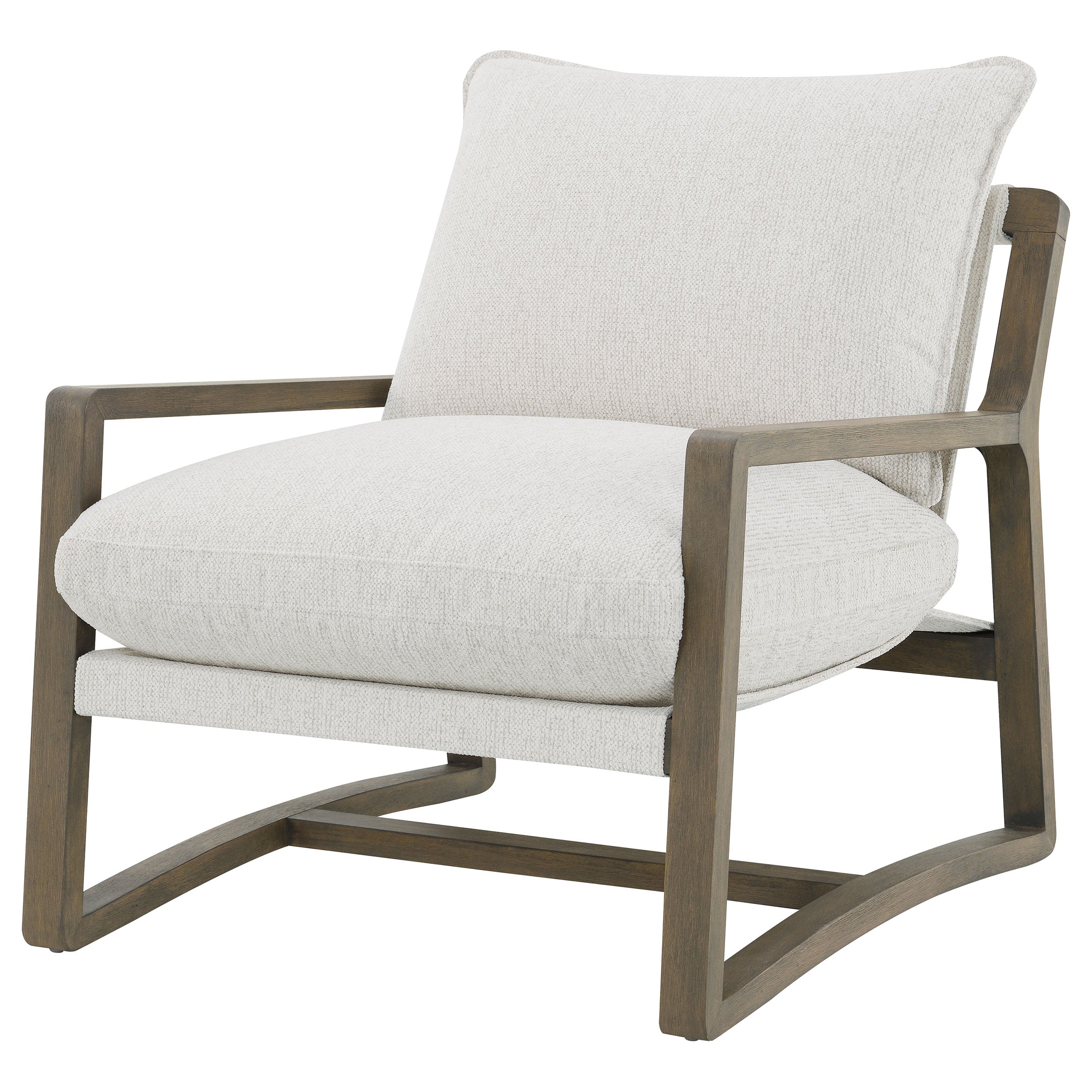 Geneva Boucle Upholstered Wood Arm Accent Chair Sand — view 4