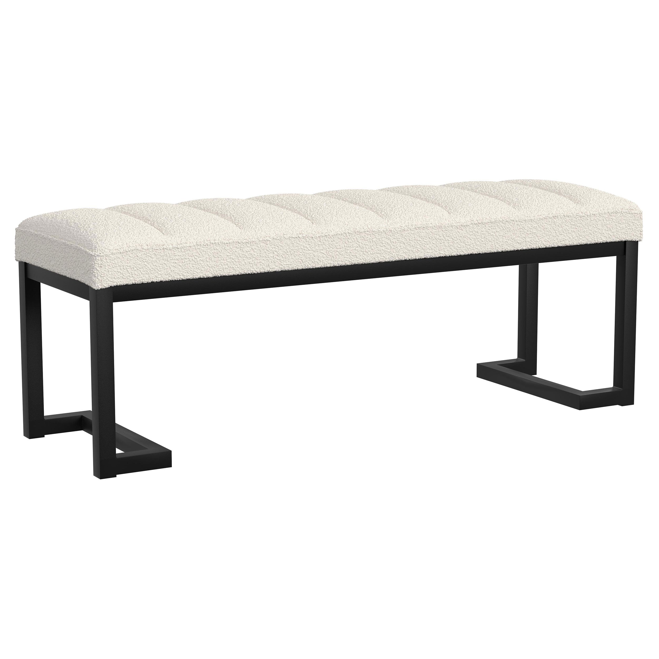 Mesa Boucle Upholstered Tufted Accent Bench Vanilla — view 1