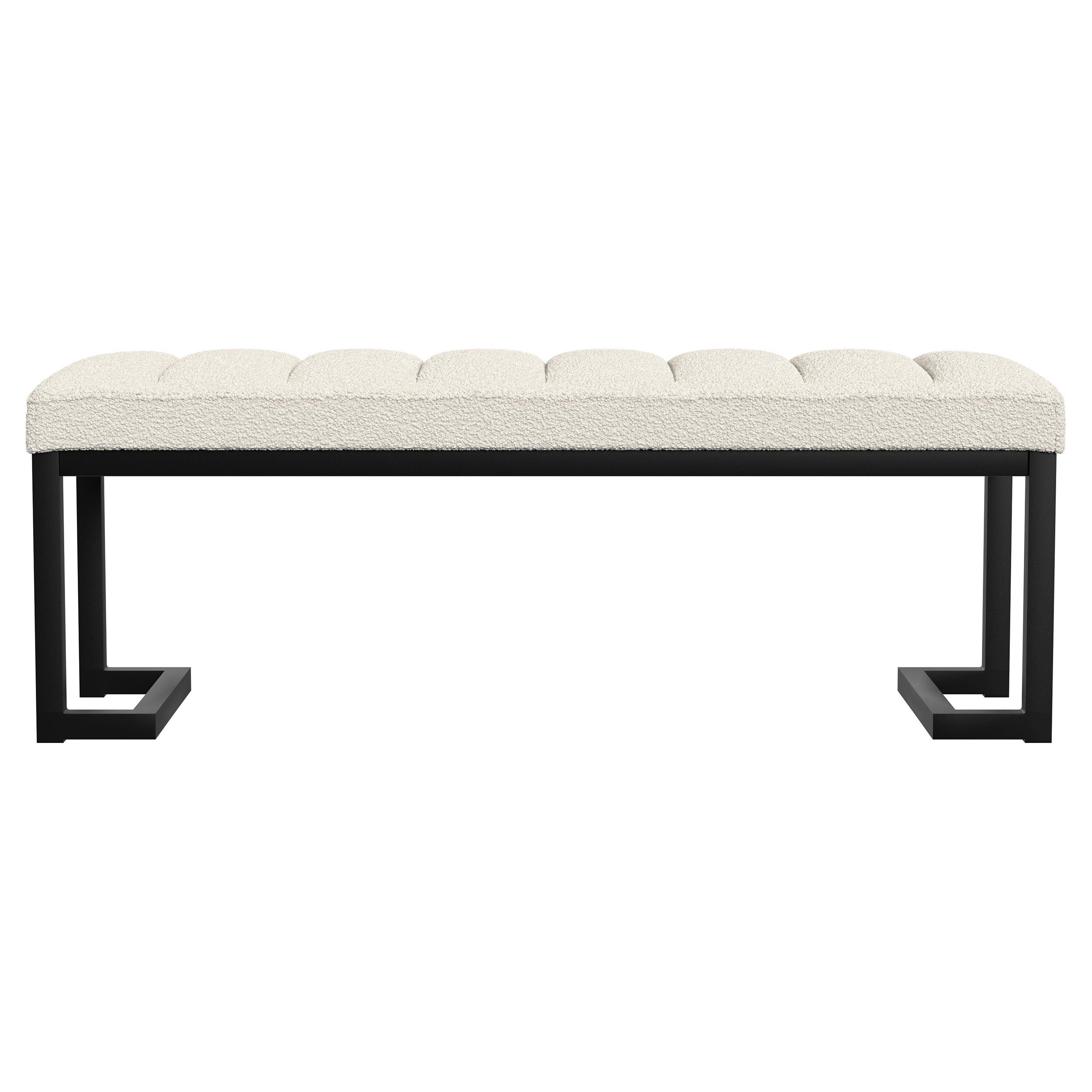 Mesa Boucle Upholstered Tufted Accent Bench Vanilla — view 3