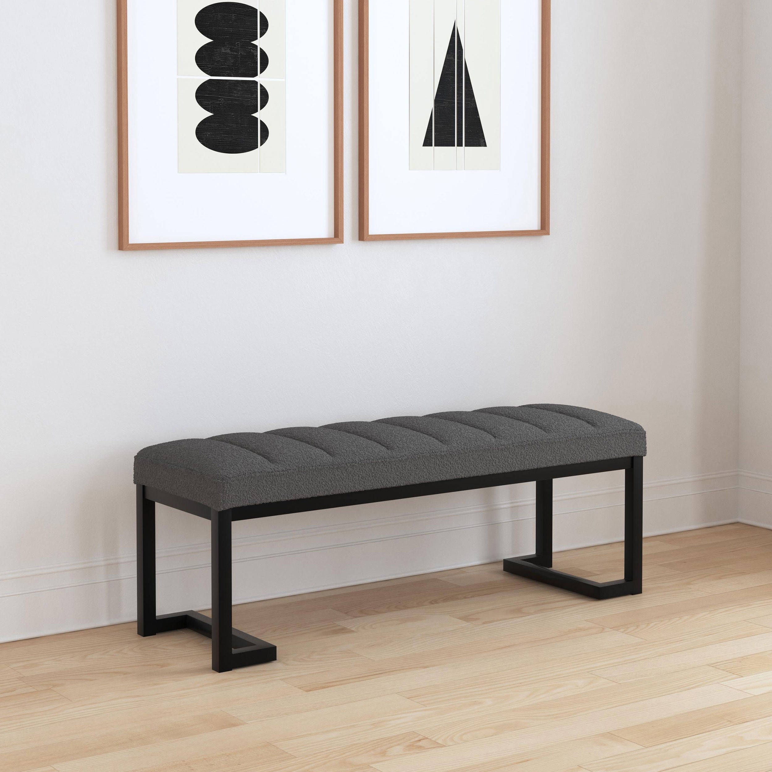Mesa Boucle Upholstered Tufted Accent Bench Charcoal — view 2