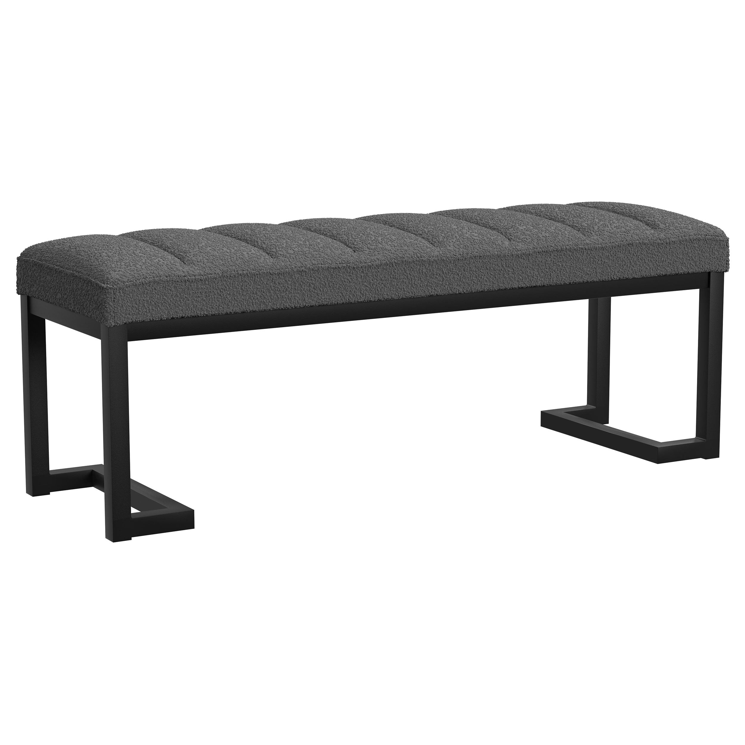 Mesa Boucle Upholstered Tufted Accent Bench Charcoal — view 1