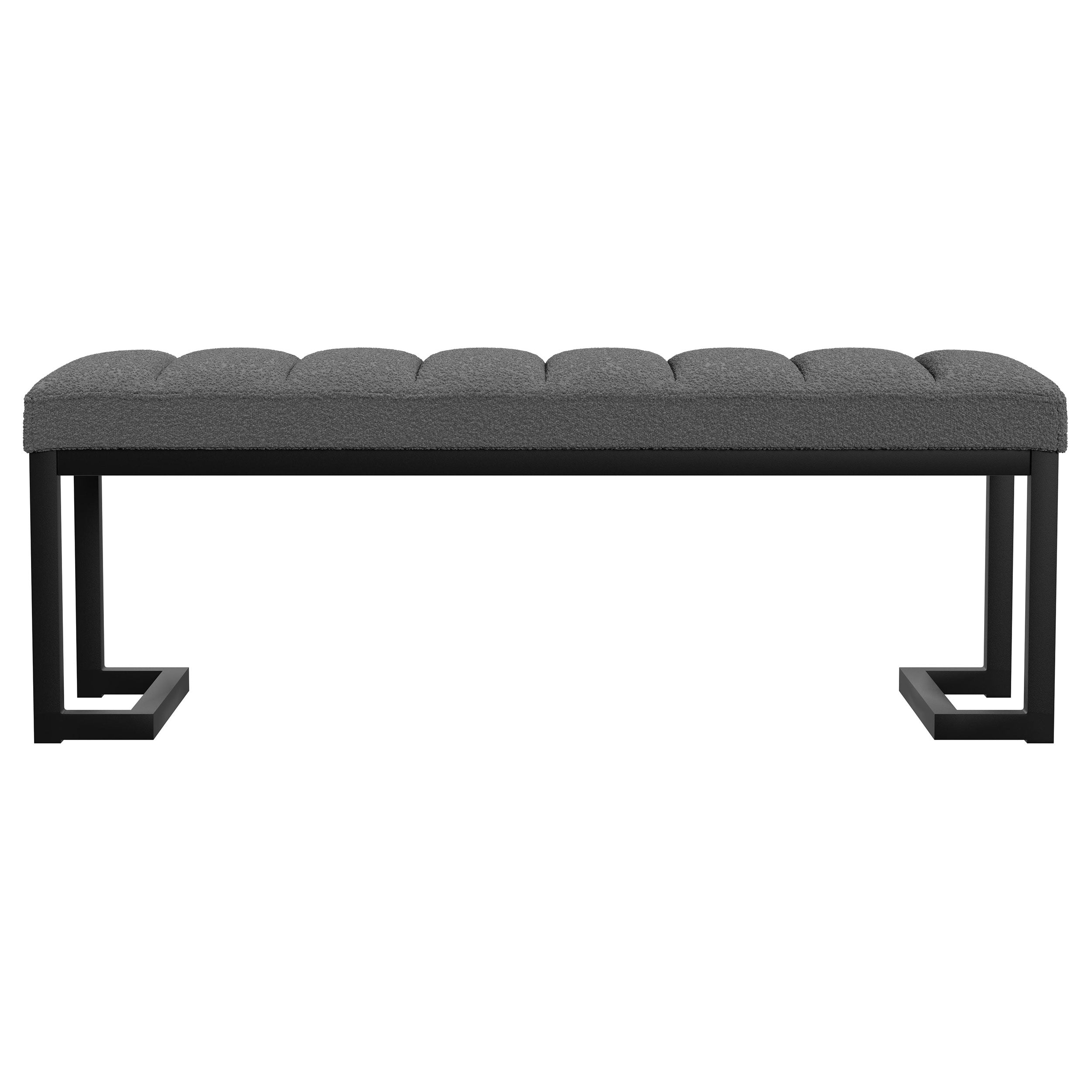 Mesa Boucle Upholstered Tufted Accent Bench Charcoal — view 3