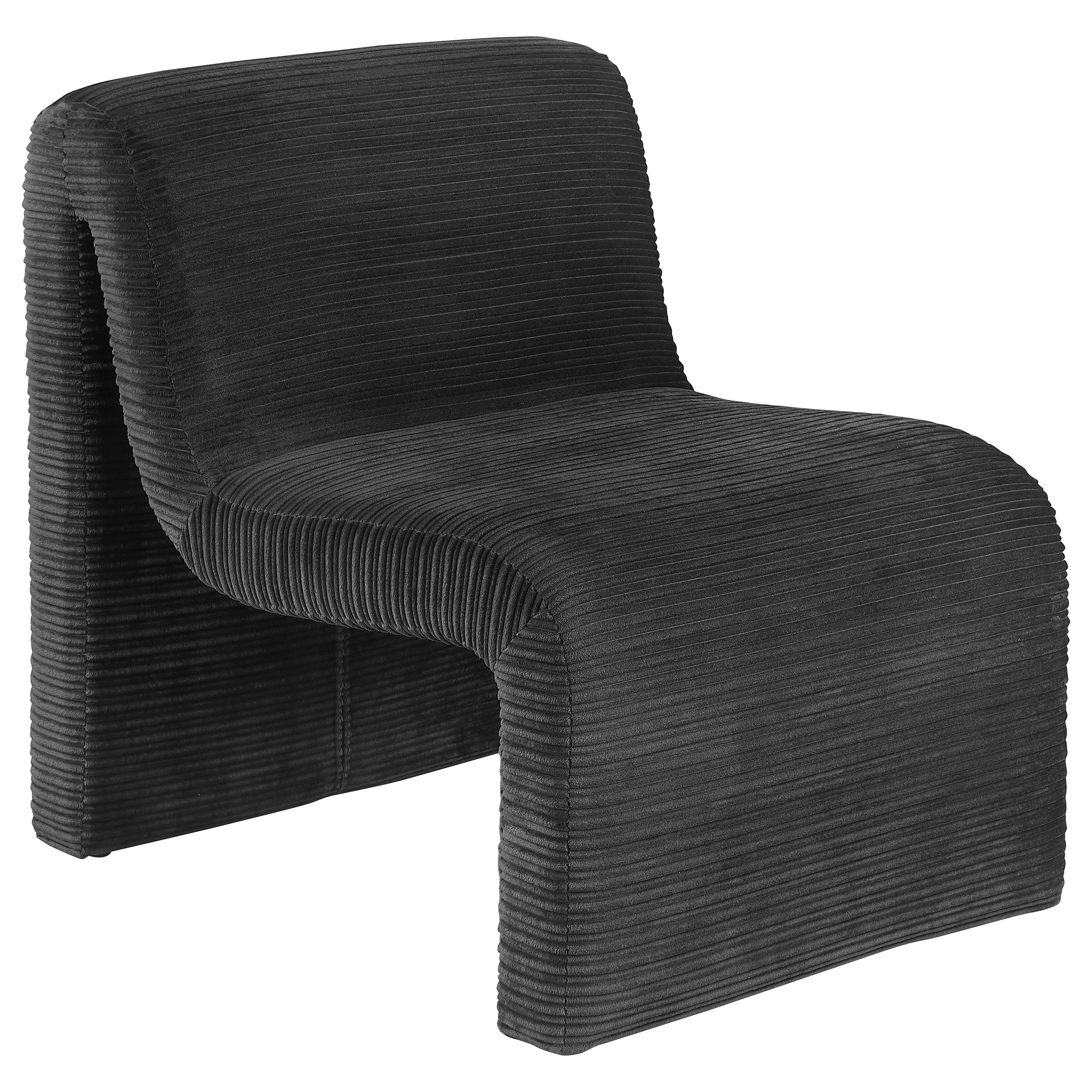 Drayton Upholstered Curved Armless Accent Chair Black — view 1