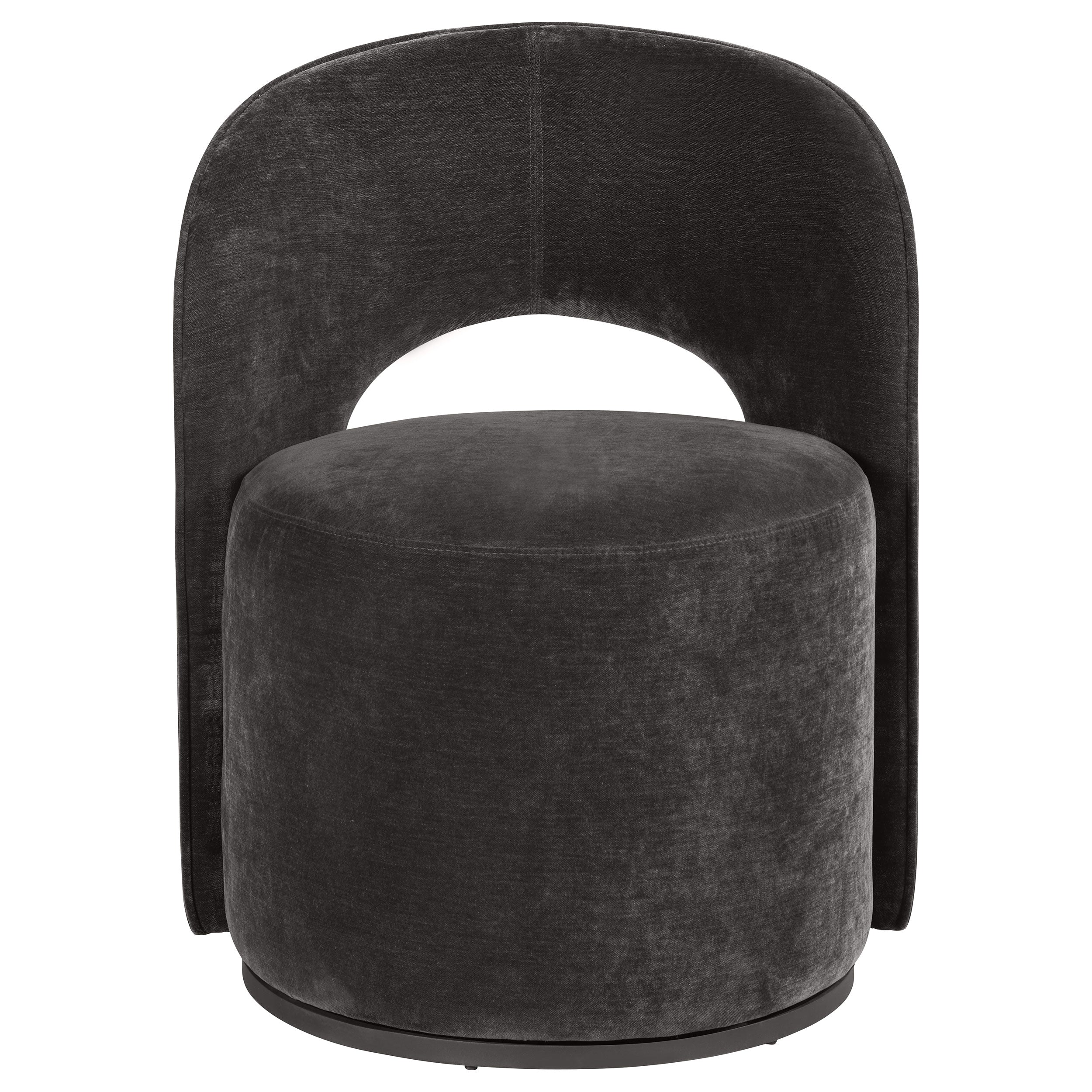 Harjo Velvet Upholstered Swivel Accent Chair Charcoal Grey — view 3