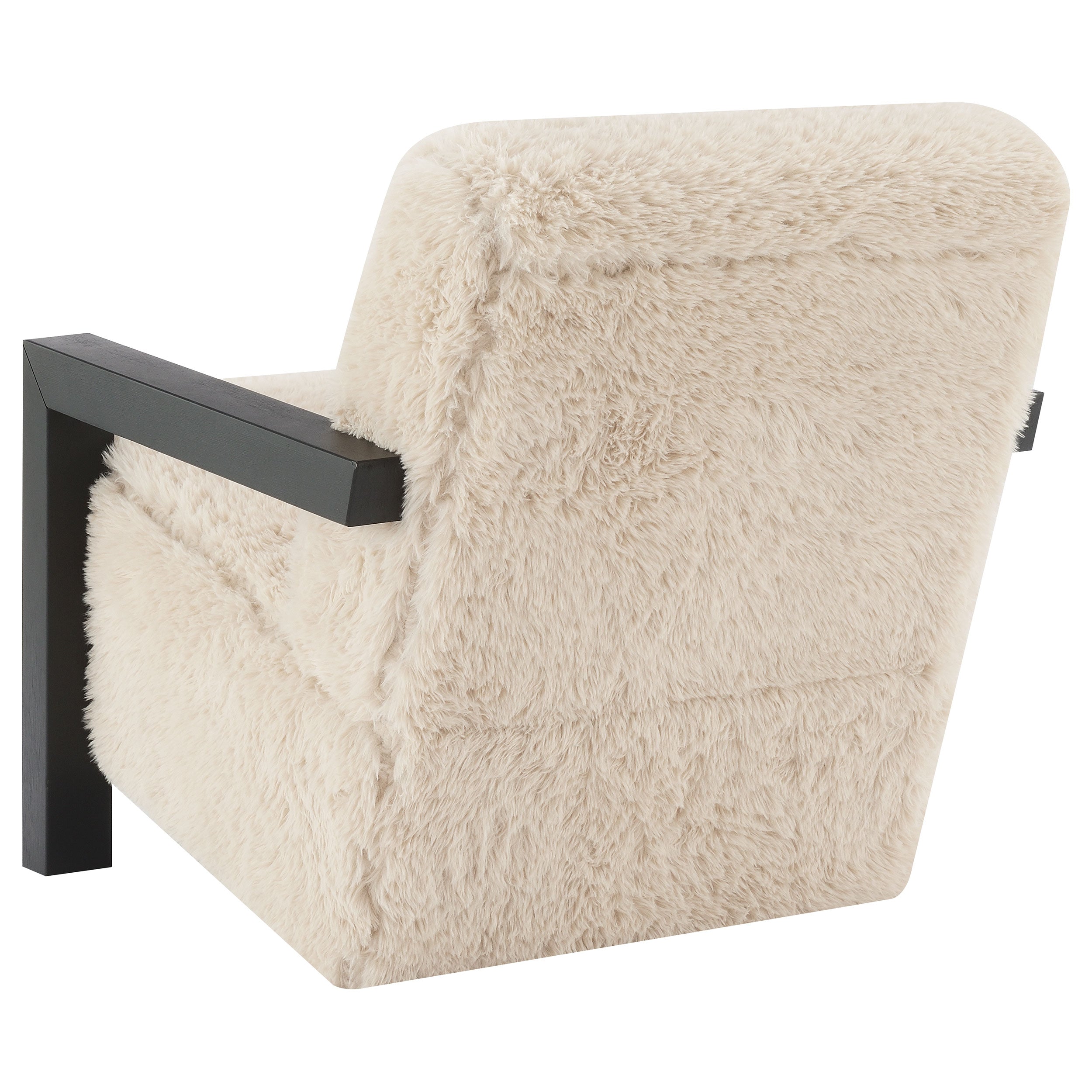 Fitzroy Faux Fur Upholstered Chair Solid Wood Arms Latte — view 6