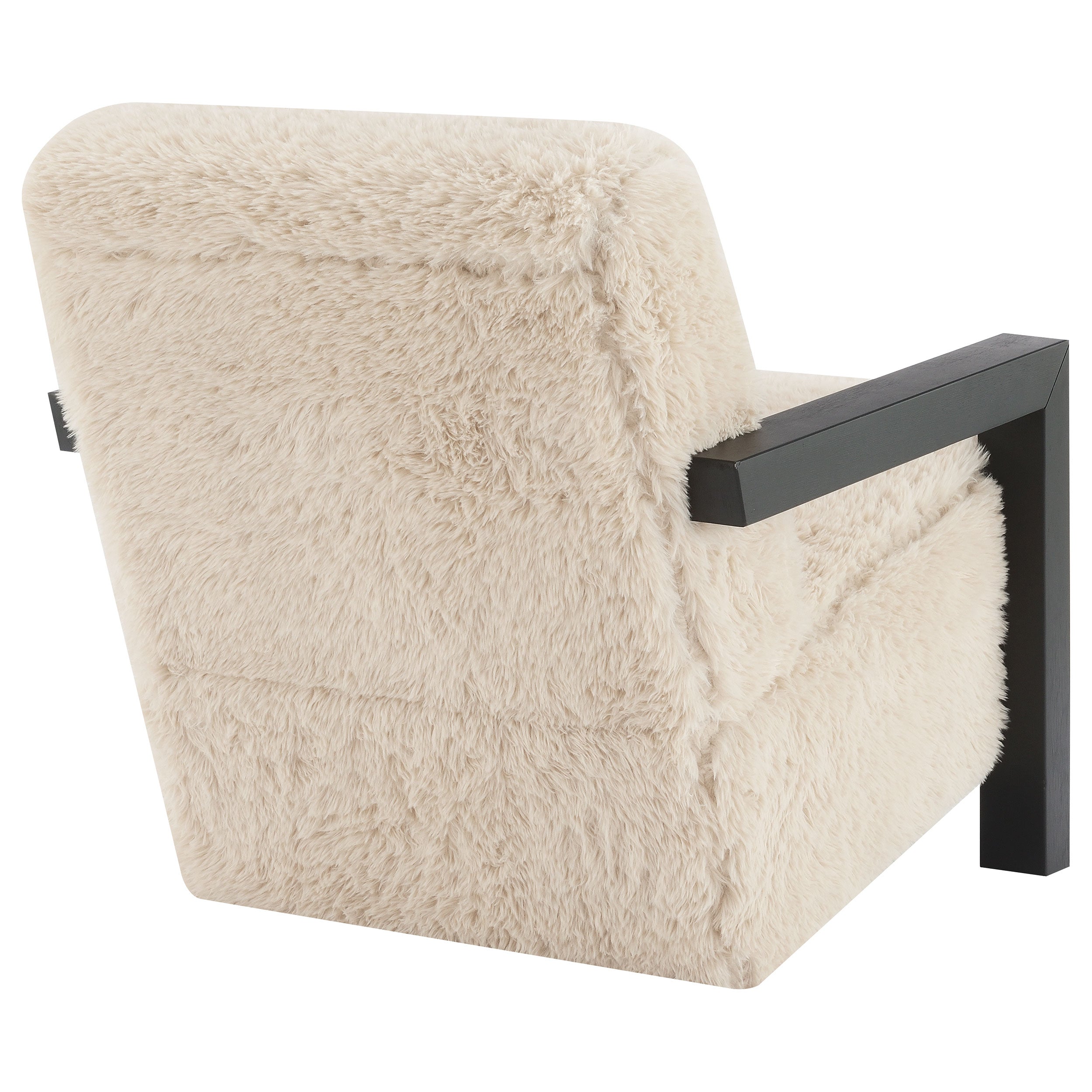 Fitzroy Faux Fur Upholstered Chair Solid Wood Arms Latte — view 7