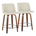 Toriano - Mid Century Modern Fixed Height Counter Stool With Swivel With Round Footrest (Set of 2)