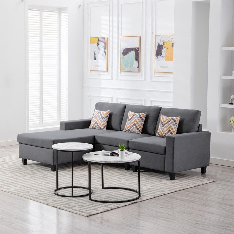 Nolan - Fabric 3 Piece Reversible Sectional Sofa