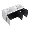 Contemporary Wall Mounted Bathroom Vanity With Resin Double Sink