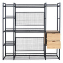 Open Style Wardrobe With Hanging Rails, Shelves And Drawers