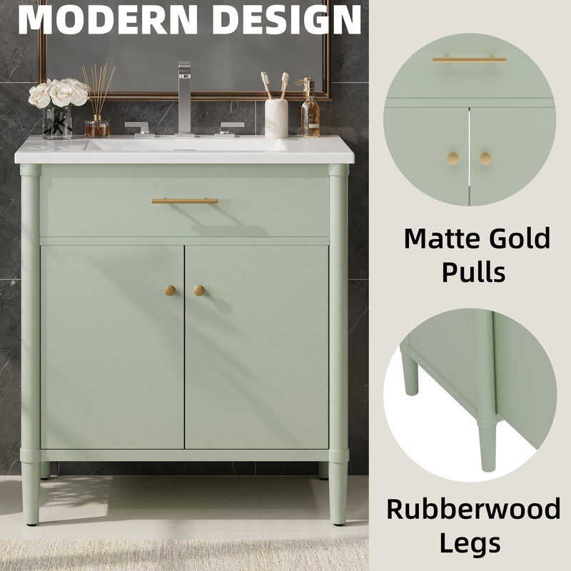 Bathroom Vanity With Sink, Soft Close Doors And Adjustable Shelf