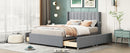 Full Size Upholstered Bed with 4 Drawers, Gray