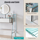 33.9" Mirrored Makeup Vanity Desk With Mirror And Lights, Mirrored Console Vanity Table With 2 Big Drawers & Open Shelf, Dressing Table With Charging Station For Bedroom - Silver