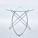 Metal Leg Dining Table With Tempered Glass Top