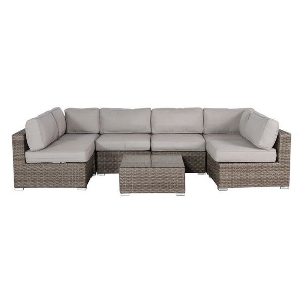 Patio Seating Set With Cushions, Handwoven With Rust Proof Frame - Gray Mix