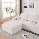 Modular Sectional Sofa With Ottoman, USB And Type C Charger, Petal Armrest Design
