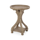 Rustic French Country Accent Table With Hourglass Firwood Base And Lipped Top