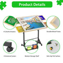 360 Degree Tilting Wooden Puzzle Table With 1500 Pieces, Rolling Design With Adjustable Height, Drawer, And Protective Cover - Black / Natural Wood