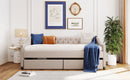Upholstered Daybed With Two Drawers, Wood Slat Support