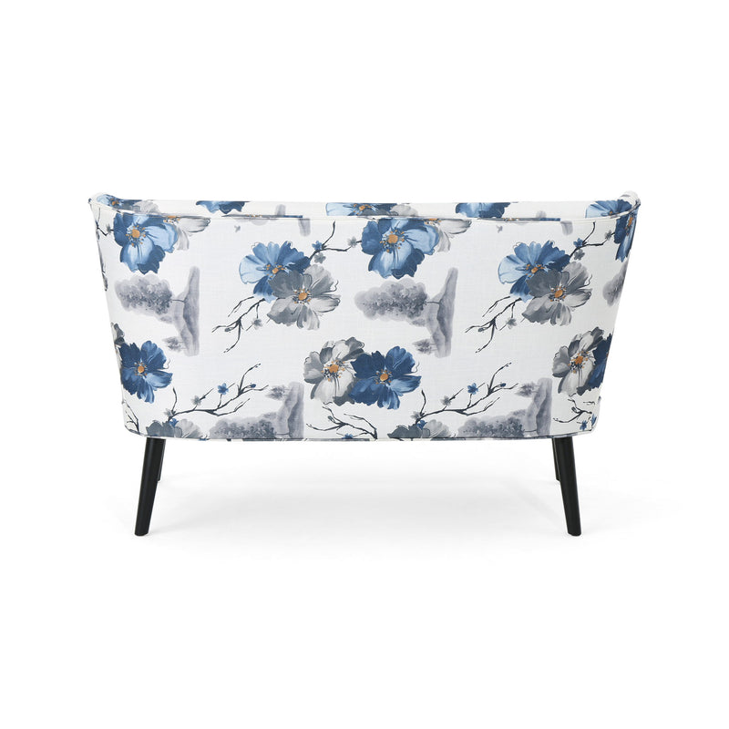 Elegant Classic Upholstered Loveseat With Curved Backrest