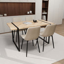 Modern Dining Table & Suede Chair Set WIth Rectangular Metal Base