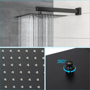 Dual Shower Head System With Rainfall Design, 10" Wall Mounted Square Shower Set - Matte Black