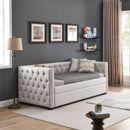 Inspired Upholstered Daybed With Trundle, Button Tufted