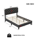 Full size Adjustable Headboard with Fine Linen Upholstery and Button Tufting for Bedroom,  Wave Top  dark Gray